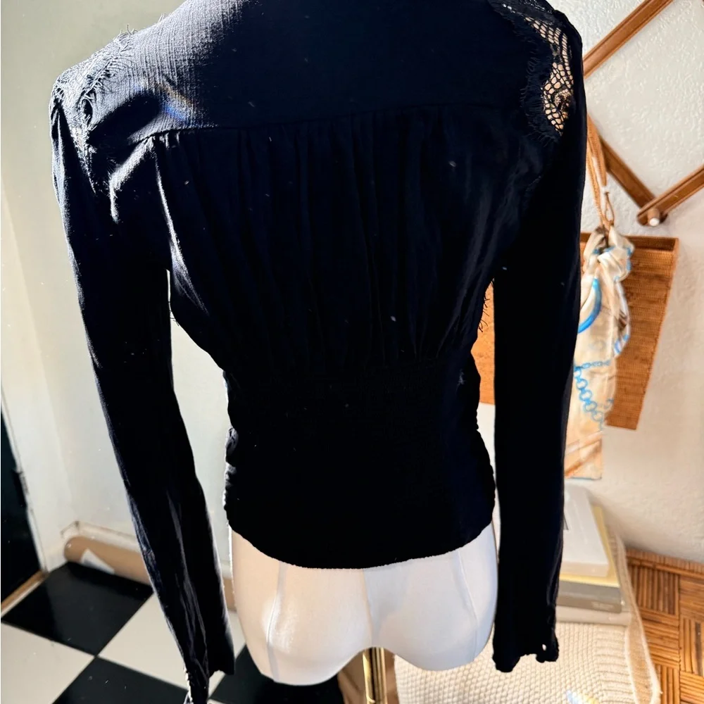 Free people Black Lace Detail Blouse